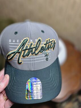 47 Brand Oakland Athletics Stretch Fit Hat Gray Green Script A’s MLB One Size